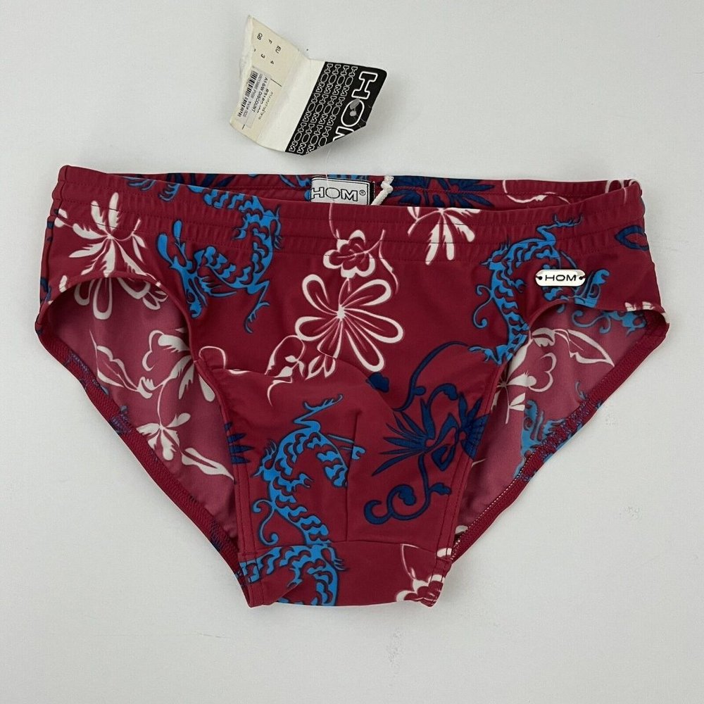 HOM Men's S Micro Brief Swim Swimwear Tropical Flower Logo NWT